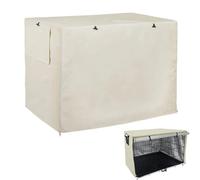 Housse de cage pour chien en tissu Oxford 210D - Résistante, imperméable, coupe-vent, respirante, anti-UV avec ouverture fenêtre et double porte pour cage métal extérieur (94(L)x61(W)x63.5(H)cm)