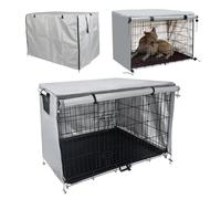 Housse De Cage Pour Chien En Tissu Toile Imperméable Anti-UV,Housse Chenils | Avec Fenêtres,Double Porte,Couverture D'ombrage Coupe-vent Extérieur, Protection De Cage Pour Animaux(Gray,125*79*84cm)