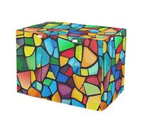 Housse de cage pour chien en vitrail abstrait - Résistante au vent - Avec fenêtres en maille - Réduit les aboiements