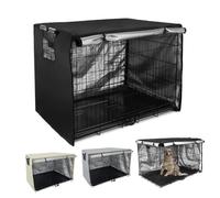 Housse De Cage Pour Chien, Housse De Niche Pour Cage Métallique D'ombrage | Couverture En Tissu Imperméable, Coupe-Vent, Housse De Chenils Pour Animaux De Compagnie Extérieur(Black,125*79*84cm)