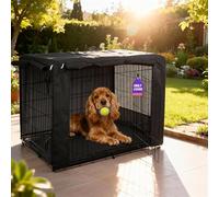 Housse de cage pour chien pour cage métallique - Housse de niche en polyester robuste pour intérieur - Ajustement universel pour 1 à 2 portes - Cage en métal standard (housse uniquement, 124 x 78 x 81