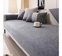 Housse de canapé 1 2 3 4 Places, en Coton et Lin Respirant avec Silicone antidérapant, Coussin de canapé pour canapé de Salon, Housse décorative(Dark Grey,70 * 70cm)