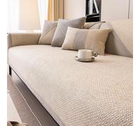 Housse de canapé 1 2 3 4 Places, en Coton et Lin Respirant avec Silicone antidérapant, Coussin de canapé pour canapé de Salon, Housse décorative(Beige,70 * 70cm)