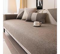 Housse de canapé 1 2 3 4 Places, en Coton et Lin Respirant avec Silicone antidérapant, Coussin de canapé pour canapé de Salon, Housse décorative(Coffee,70 * 90cm)
