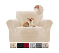 Housse de Canapé 1 Place avec Accoudoirs, Housse canapé en Velours Elastique Anti-Rayures pour Les Chats, Universelle, Super Douce et Confortable Beige