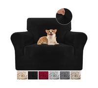 Housse de Canapé 1 Place avec Accoudoirs, Housse canapé en Velours Elastique Anti-Rayures pour Les Chats, Universelle, Super Douce et Confortable Noir