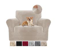 Housse de Canapé 1 Place avec Accoudoirs, Housse canapé en Velours Elastique Anti-Rayures pour Les Chats, Universelle, Super Douce et Confortable Chameau