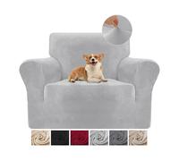Housse de Canapé 1 Place avec Accoudoirs, Housse canapé en Velours Elastique Anti-Rayures pour Les Chats, Universelle, Super Douce et Confortable Gris Clair