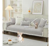 Housse De Canapé 2/3/4 Places en Coton Uni, Antidérapante, Lavable, Toutes Saisons, Protection pour Animaux(Grey,70 * 180cm/27.6 * 71in)