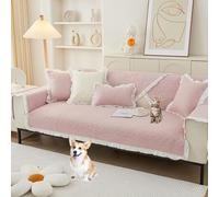 Housse De Canapé 2/3/4 Places en Coton Uni, Antidérapante, Lavable, Toutes Saisons, Protection pour Animaux(Pink,110 * 110cm/43 * 43in)