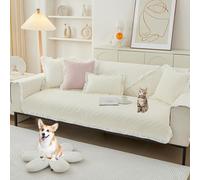 Housse De Canapé 2/3/4 Places en Coton Uni, Antidérapante, Lavable, Toutes Saisons, Protection pour Animaux(Cream,90 * 120cm/35.4 * 47in)