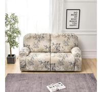 Housse de canapé 2 places extensible à motif floral et plantes - Tissu épais - Protection complète pour salon, animaux domestiques (rose vintage)