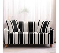 Housse de Canape 2 Places Extensible Simplicité En Noir Et Blanc Housse Canape pour Chambre Salon,Housse de Canapé Chat,Revêtement de Canapé,Housse de Canape Universelle Elastique,Protection Canape