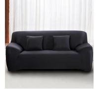 Housse de canapé 2 places - MONDEER - Avec accoudoir extensible - Noir - Polyester - Lavable