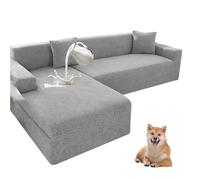 Housse De Canapé 3 Places avec Accoudoirs Taie d'oreiller Gratuite Protège Canapé Jacquard Antidérapante Sofa Cover Imperméable Anti-Rayures De Chats Chiens (Gris Clair,M, 2 Places+2 Taie d'oreiller)
