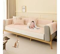 Housse De Canapé 3 Places en Velours Côtelé Patchwork, Antidérapante Et Lavable, pour Canapés en L De 2 À 4 Coussins Et Chiens(Pink,110 * 240cm/43 * 94.5in)
