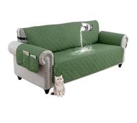 Housse de canapé 3 Places, imperméable, avec Poche de Rangement latérale, matelassée et réversible, avec Sangles élastiques réglables (Verte)