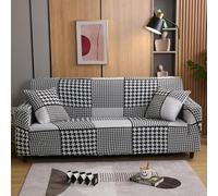 Housse De Canapé 4 Places Blanc Noir Super Élasticité Adaptée Aux Animaux Domestiques Protège Canapé,Quatre Saisons Disponibles,Amovible Et Lavable pour Le Salon