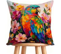 Housse De Canapé 40x40 cm Coussin Canape Perroquet Coussin Decoratif Lin Impression Recto Verso avec Fermeture éclair Invisible Fleur V-R4G11