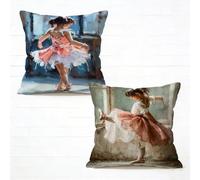 Housse De Canapé 40x40 cm Lot de 2 Danse Coussin Canape 40 x 40 Coussin Decoratif Lin Coussincarré Vue ArrièRe Impression Recto Verso avec Fermeture éclair Invisible Printemps Été Décoration J-726VA6