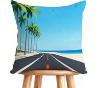 Housse De Canapé 55x55 cm Coussin Canape Rue Coussin Decoratif Lin Impression Recto Verso avec Fermeture éclair Invisible Arbre J-T1N3E
