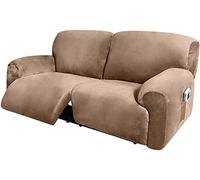 Housse de canapé 6 pièces extra large pour causeuse inclinable - Housse de canapé en velours extensible avec poche latérale - Épaisse, douce et lavable - Housse de causeuse inclinable, 2 places