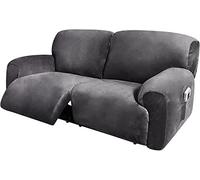 Housse de canapé 6 pièces extra large pour causeuse inclinable - Housse de canapé en velours extensible avec poche latérale - Épaisse, douce et lavable - Housse de causeuse inclinable, 2 places