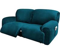 Housse de canapé 6 pièces extra large pour causeuse inclinable - Housse de canapé en velours extensible avec poche latérale - Épaisse, douce et lavable - Housse de causeuse inclinable, 2 places