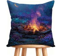 Housse De Canapé 60x60 cm Coussin Canape Flamme Coussin Decoratif Lin Impression Recto Verso avec Fermeture éclair Invisible Violet 6-OJ27X