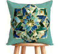 Housse De Canapé 65x65 cm Coussin Canape Vert Sauge Coussin Decoratif Lin Impression Recto Verso avec Fermeture éclair Invisible Fleur J-OJ35I