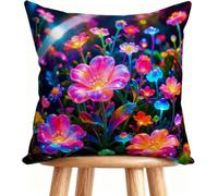 Housse De Canapé 80x80 cm Coussin Canape Fleur Coussin Decoratif Lin Impression Recto Verso avec Fermeture éclair Invisible Couleur I-T2NH5