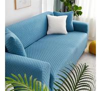 Housse de canapé à Carreaux Extensible pour canapé 1, 2, 3 ou 4 Places, Douce et antidérapante, Respirante, pour Meubles de Jardin (Bleu, 1 Place)
