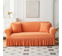 Housse de canapé à volants extensible, pour causeuse, canapé sectionnel, facile à installer et lavable pour jupe de meubles (4 places de 235 à 300 cm)