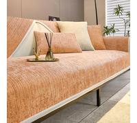 Housse De Canapé AntidéRapante 1 2 3 4 Places Couvre De Canapé Chenille Pour Canapé En Cuir/Bois/Tissu Couverture De Canapé D'Angle En Forme De L/U Chat Anti-Rayures(Pillowcase：45X45cm,Orange)