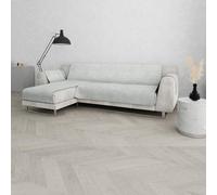 Housse de canapé antidérapante Comfort avec péninsule Gauche et Couvre-accoudoirs latéraux, fabriquée en Italie, Assise Housse de canapé 190 cm - Gris Clair