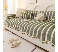 Housse de canapé antidérapante et résistante aux rayures avec bordure à pompons 70 x 210 cm - Décoration d'intérieur élégante pour les propriétaires d'animaux et les amoureux des chats