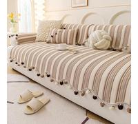 Housse de canapé antidérapante et résistante aux rayures pour animaux domestiques avec bords à pompons - Protection minimaliste (70 x 150 cm) - Parfaite pour la protection des meubles