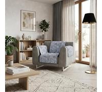 Housse de canapé antidérapante Glamour Made in Italy - Housse de canapé 1 Place avec accoudoirs, Assise 60 cm, protège-canapé avec Fond en Caoutchouc antidérapant, Artisanale - BLU Scuro