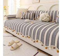 Housse de canapé antidérapante pour chien et chat - Résistante aux rayures - Avec bords à pompons - Protection élégante - 70 x 150 cm - Idéale pour la décoration d'intérieur et la sécurité des meubles