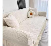 Housse de canapé antidérapante, protège-Meubles, Douce, Extensible et Confortable, idéale pour Les Maisons avec Enfants et Animaux de Compagnie.-White||Quadruple Seat 235-300cm