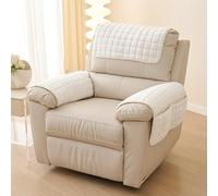 Housse de Canapé avec D'Accoudoir et Poches en Peluche, Lot de 3/4/5 Protection de Chaise Inclinable AntidéRapante et Lavable, Housse de Fauteuil Douce(White,3 Seat 5Pcs)