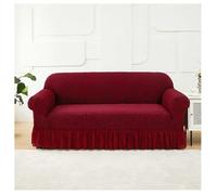 Housse De Canapé avec Jupe, Élastique Antidérapante, Universelle for Fauteuil, Protection Meubles Lavable(Red,90140CM)