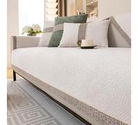 Housse de canapé beige pour canapé 1/2/3 places Antidérapante Anti-poussière Protection de meubles Épaissir Respirant Housse de canapé d'angle 90 x 240 cm