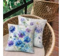 Housse de Canapé Bleu Fleur, Taie Oreiller 70x70 Lot de 2, Coussin Exterieur Impermeable, Ultra Doux Taie d'oreiller avec Fermeture Éclair Invisible, Housse Coussin Décor pour Chaise Lit Jardin D277