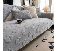 Housse De Canapé Chaude D’hiver Pour Canapé 2/3/4 Places, Polaire En Coton Doux Avec Support En Silicone Antidérapant, Protecteur Ultra Pelucheux, Décoration Intérieure Light gray 90*160cm/35.4*63in
