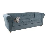 Housse de canapé Chesterfield en velours extensible lavable pour meubles 3 places - Ajustement parfait - Tissu doux et durable pour un confort et une protection ultimes - Beige