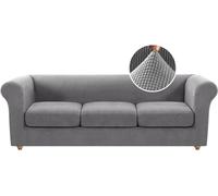 Housse de canapé Chesterfield extensible 1 place élastique avec housse de coussin de siège séparée - Protection de canapé pour chat - Tissu doux et durable pour un confort ultime - Vert kaki