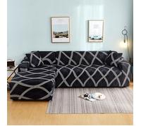 Housse de Canapé d'angle 3 Places+2 Places Lot de 2 Housse de Canapé Élastique en Forme de L+ 2pcs Couvre Oreillers