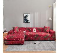 Housse de canapé d'angle en L pour Noël, Housse Lavable pour canapé 2/3/4 Places, Protection pour Meubles, décoration de Noël pour Le Salon, Convient aux canapés d'angle 4+4 Places