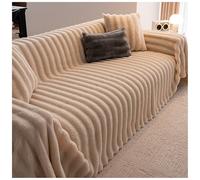 Housse de Canapé d'angle en Peluche 1/2/3/4 Places, Canape en Fausse Fourrure de Lapin Universelle Antidérapante Anti-Taches Couverture Magnétique pour Canapé Lavable en Machine(Blanc,180x150cm)